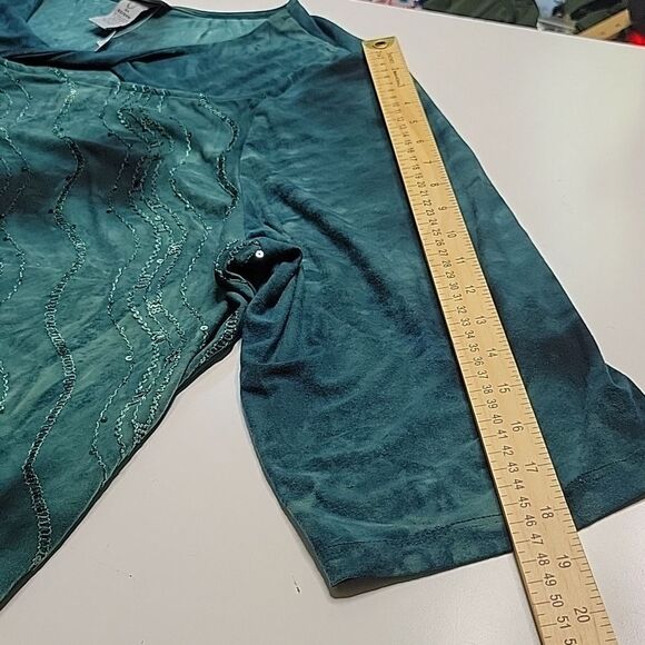 NEW 2X CATHERINE'S GREEN BLACK SEQUIN 3/4 SLEEVE HOLIDAY TUNIC TOP 22 24 NWT - Picture 5 of 11